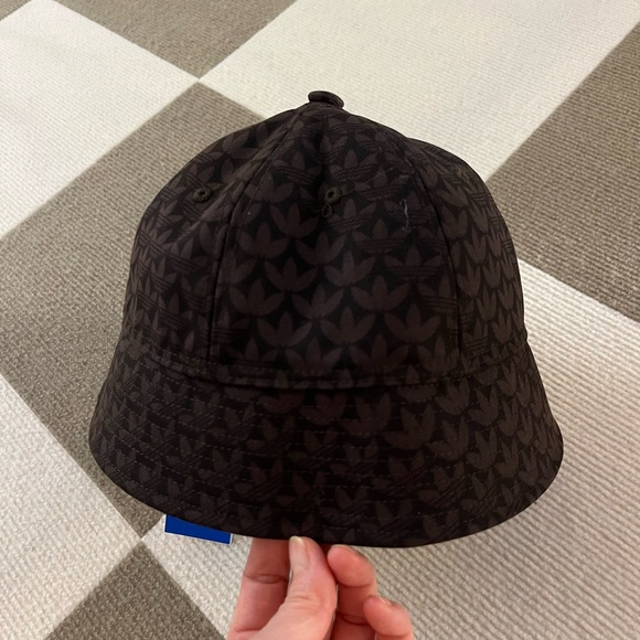 ADIDAS Originals Monogram Trefoil Bucket Hat Cap Dark Brown JD0973 OSFM NEW - Picture 3 of 6